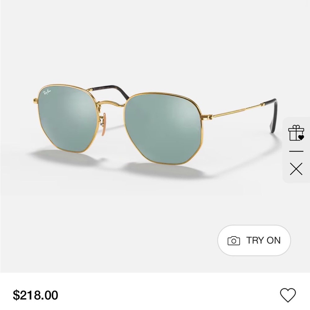 Ray-Ban Gold and Green Hexagonal Sunglasses